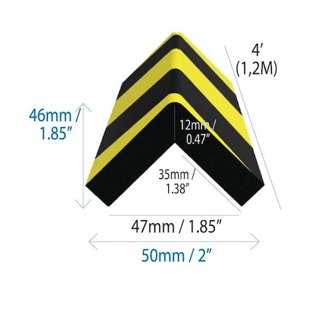 Ergomat Large Square Corner Bumper Black/Yellow Hazard LSCB120-BK/Y